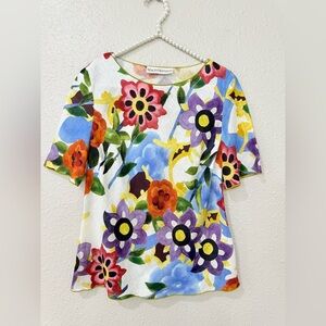 Magid Bernard  Blouse Floral Linen Top Size S -M